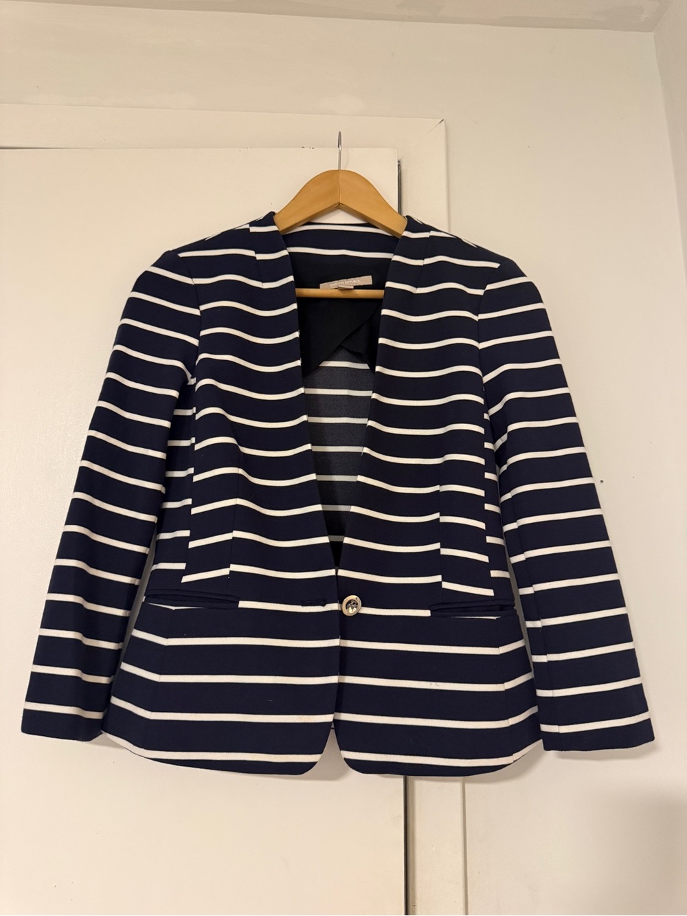 Banana Republic Navy and White Striped Blazer